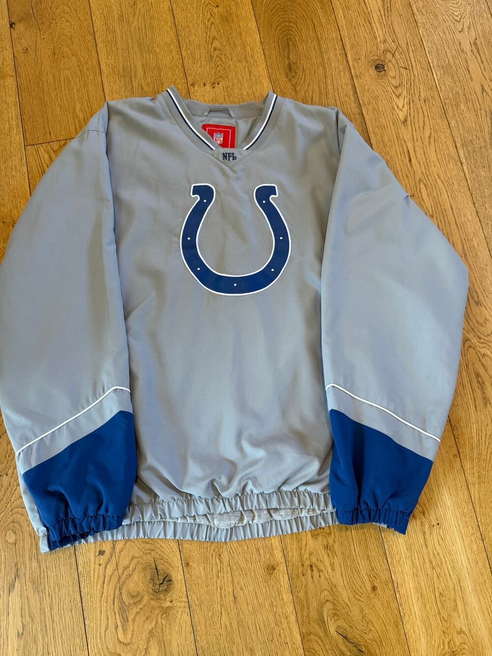 Indianapolis Colts NFL Men’s XXL Pullover Windbreaker Side Zip Gray Blue Jacket